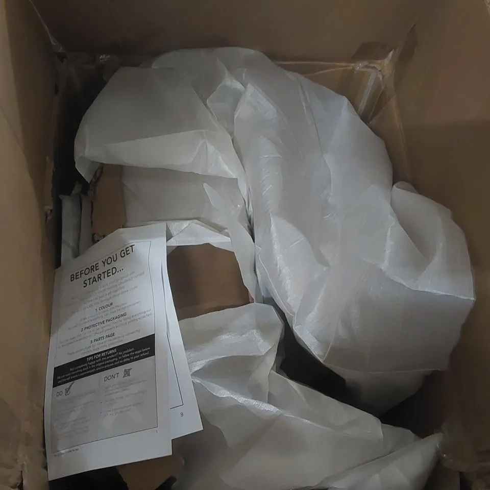 BOXED PAIR OF BROWN UPHOLSTERED DINING CHAIRS