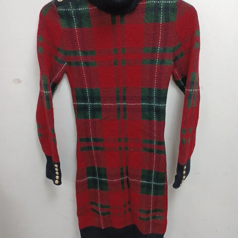 HOLLAND COOPER ROLL NECK TARTAN DRESS- XS