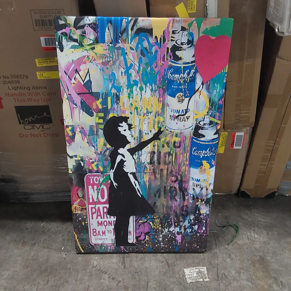 BAGGED BANKSY BALLOON GIRL - WRAPPED CANVAS PAINTING