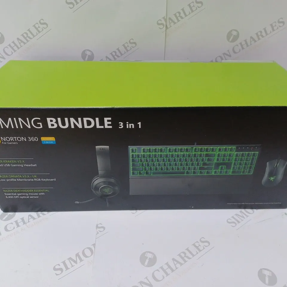 BRAND NEW BOXED RAZER GAMING BUNDLE 3 IN 1 TO INCLUDE - GAMING HEADSET, MEMBRANE RGB KEYBOARD AND ESSENTIAL GAMING MOUSE
