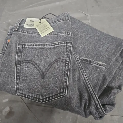 LEVI'S BLACK RIBCAGE STRAIGHT STRETCH JEANS – BLACK – UK 31 X 27