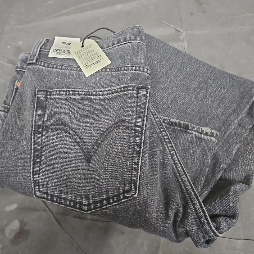 LEVI'S BLACK RIBCAGE STRAIGHT STRETCH JEANS – BLACK – UK 31 X 27