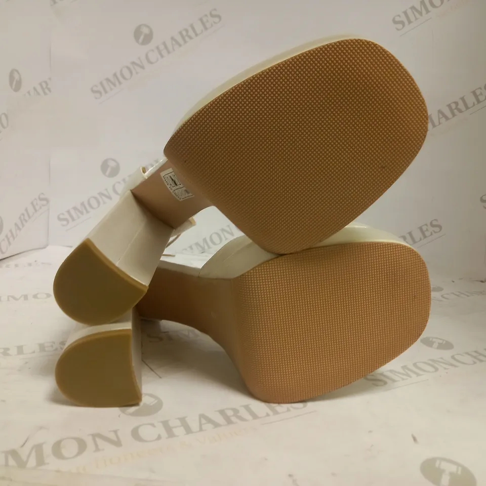 MISSPAP EXTREME PLATFORM CHUNKY HEELS SATIN CREAM UK 6 