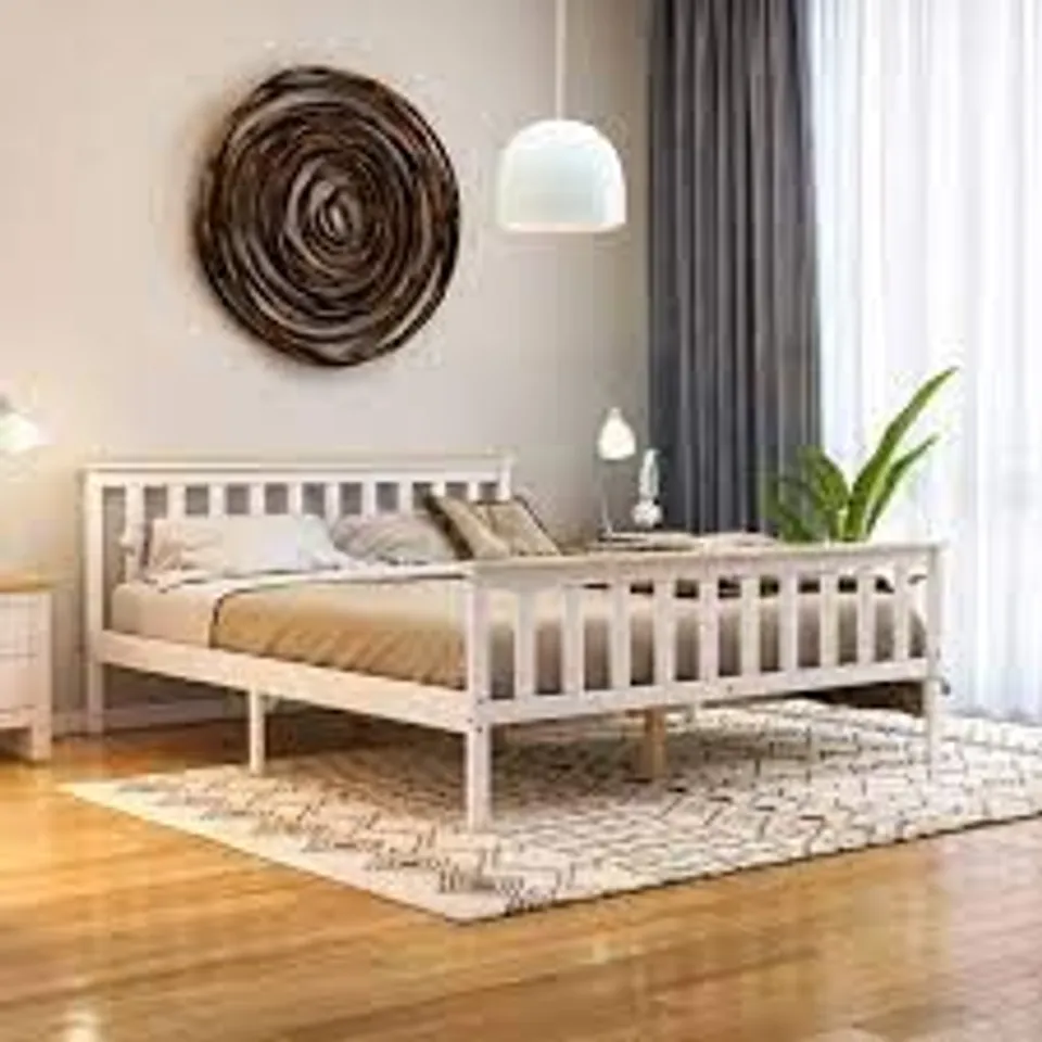 BOXED FREDERIQUE DOUBLE WOODEN BED FRAME - PINE (1 BOX)