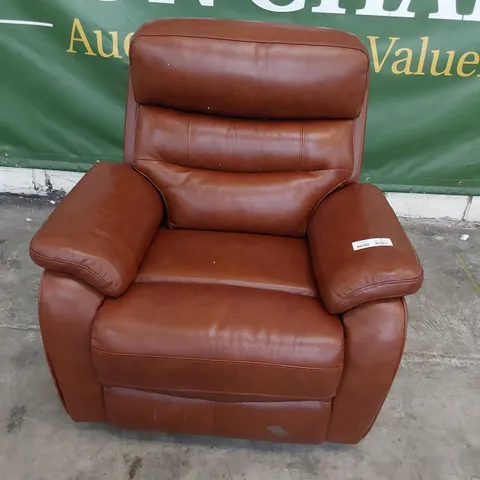 DESIGNER POWER RECLINING EASY CHAIR CHESTNUT LEATHER