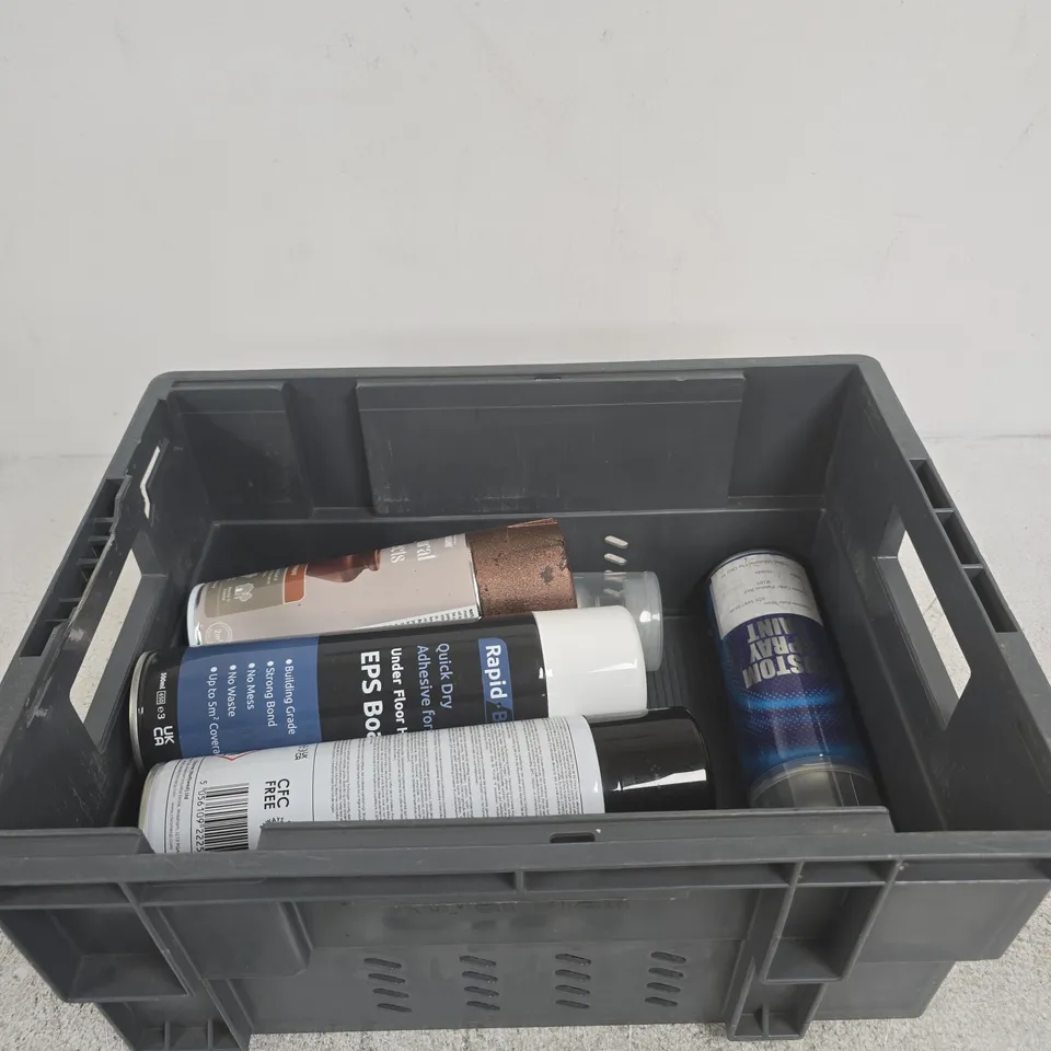 APPROXIMATELY 6 ASSORTED ITEMS INCLUDING CUSTOM SPRAY PAINT, PROMATIC CAVITY WAX AND ROCK FACE ANTIPERSPIRANT DEODORANT