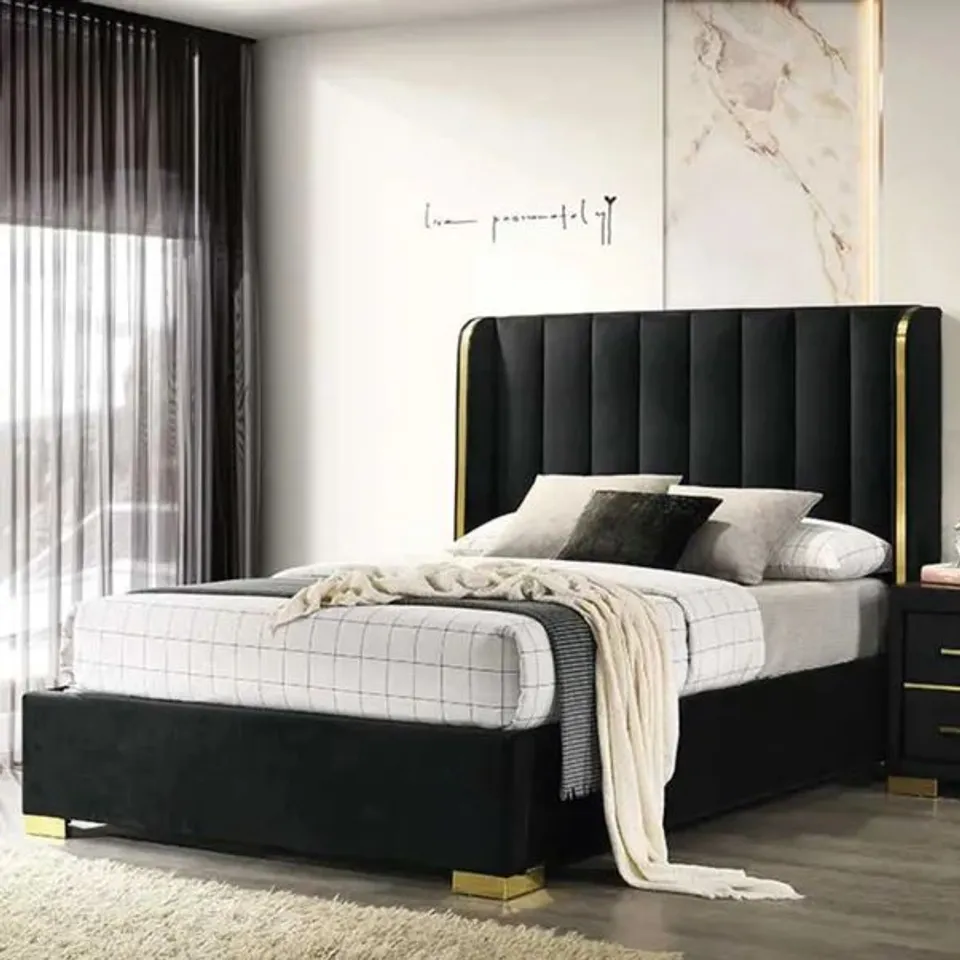 BOXED PHOENIX BED FRAME, VELVET 4FT6 DOUBLE (3 BOXES) 