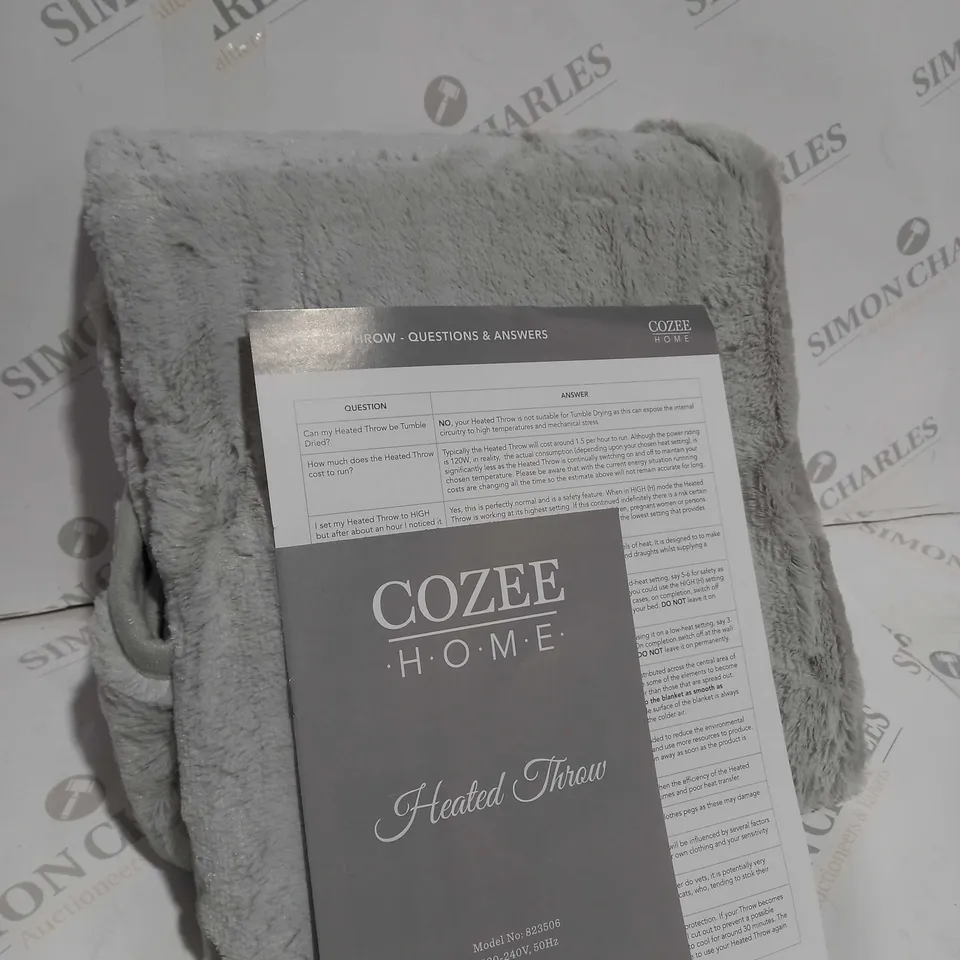 COZEE HOME VELVETSOFT HEATED THROW IN LIGHT GREY