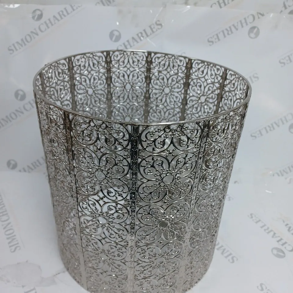 BOXED HOUSE ADDITIONS KRISHNA FILIGREE METALWORK BRIGHT NICKEL PLATE PENDANT CEILING LIGHT