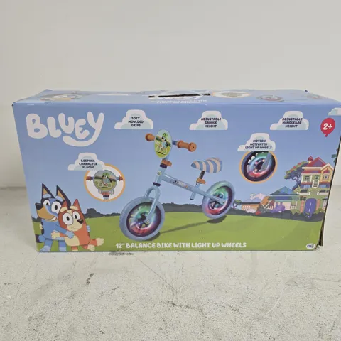BOXED BLUEY 12" BALANCE BIKE WITH LIGHT UP WHEELS