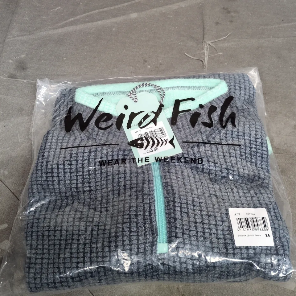 WEIRD FISH BEYE 1/4 ZIP GRID FLEECE SIZE 16 
