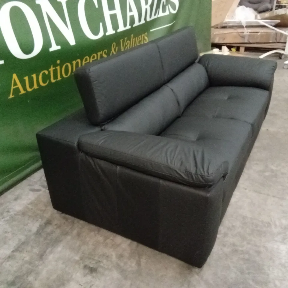 BRADY 100% PREMIUM LEATHER 3 SEATER SOFA - BLACK RRP £1149