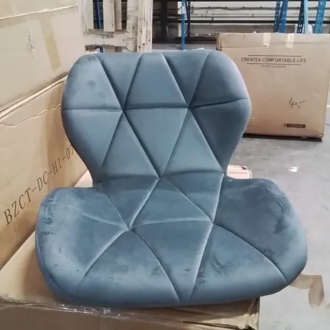 BOXED PAIR OF GREY FABRIC BAR STOOLS ON BLACK METAL BASE