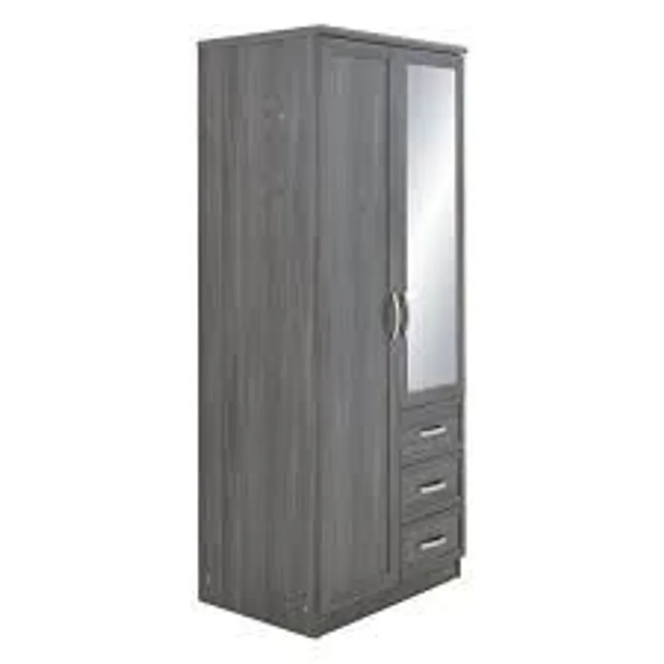 BOXED CAMBERLEY 2 DOOR 3 DRAWER MIRRORED WARDROBE DARK OAK (2 BOXES)