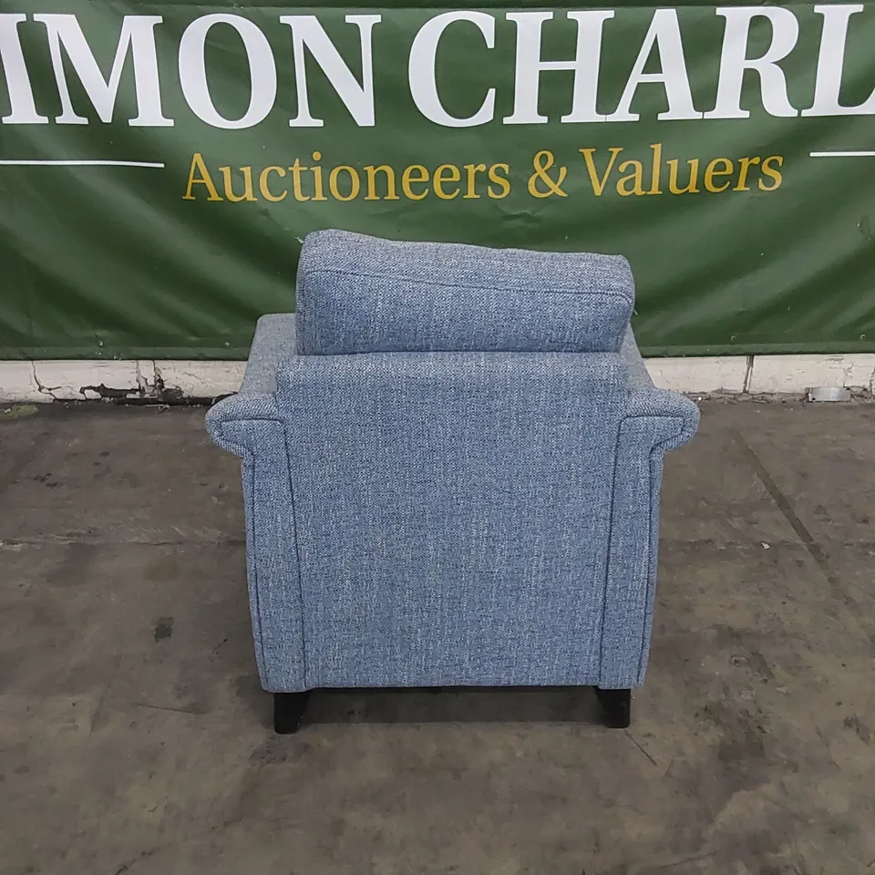 QUALITY G PLAN DESIGNER FLAIR ARMCHAIR IN SYNERGY OCEAN BLUE FABRIC 