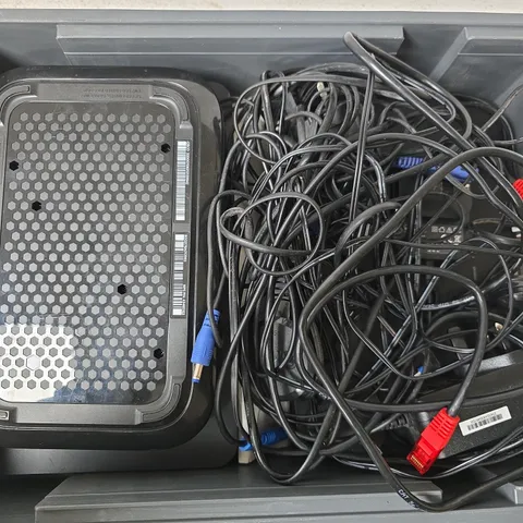 APPROXIMATELY 12 ASSORTED ELECTRICAL ITEMS TO INCLUDE ROUTERS, CABLES, REMOTES, ETC