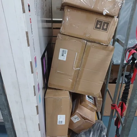 CAGE OF APPROXIMATELY 10 ASSORTED HOUSEHOLD ITEMS TO INCLUDE HISENSE A7 SERIES 50" UHD TV, TRELLIS PLANTER, ETC - COLLECTION ONLY