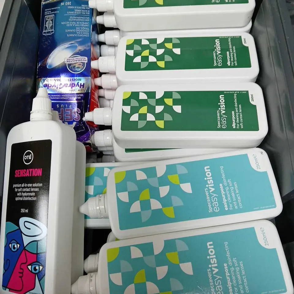 APPROXIMATELY 20 BOTTLES OF CONTACT LENS CLEANING SOLUTION