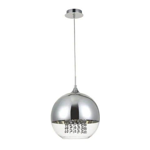 BOXED FUSION FERMI 1-LIGHT GLOBE PENDANT, POLISHED NICKEL, 60 WATTS (1 BOX)