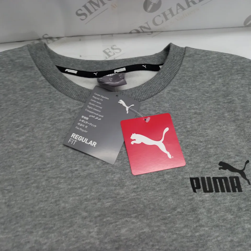 PUMA GREY ESSENTIALS CREW JUMPER - L