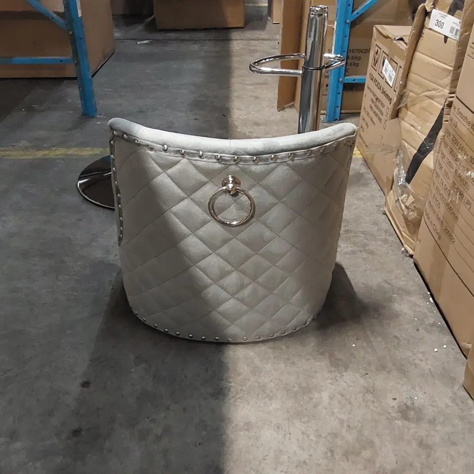 BOXED DESIGNER GREY VELVET BAR CHAIR (1 BOX)