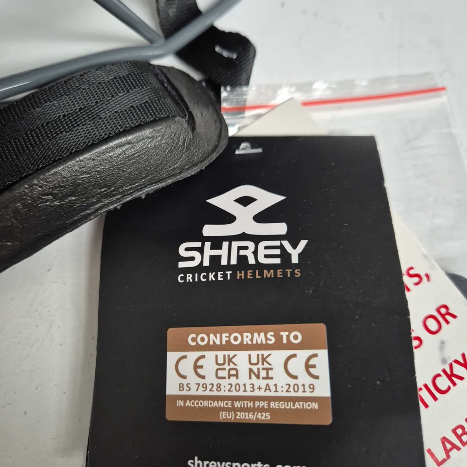 SHREY CRICKET HELMET – BLACK WITH GREY CAGE (CE CERTIFIED)