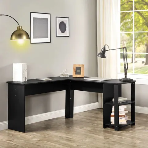 BOXED DEMEYER L-SHAPED COMPUTER DESK - BLACK (1 BOX)