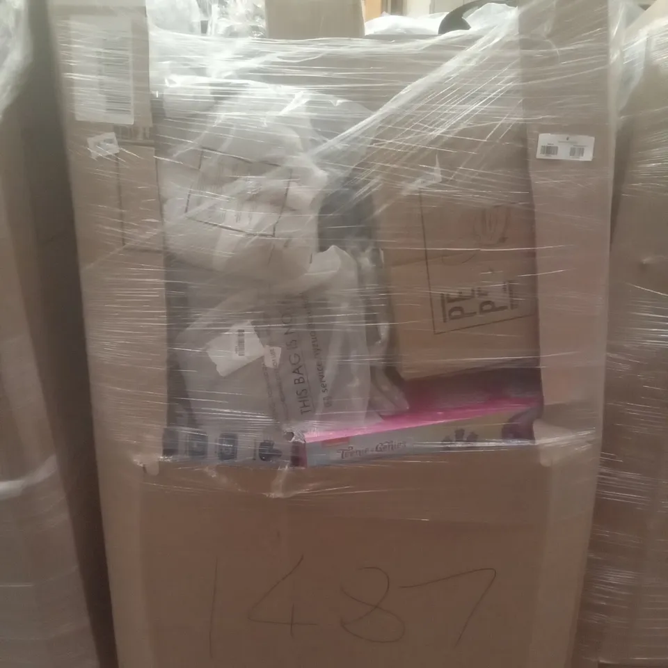 PALLET OF ASSORTED ITEMS INCLUDING IMMEK SCOOTER, PEPE BATH TRANSFER BENCH, WOODEN SLANT BOARD, BALANCE BOARD, MINI VILLAGE LIGHT-UP CHRISTMAS SCENE