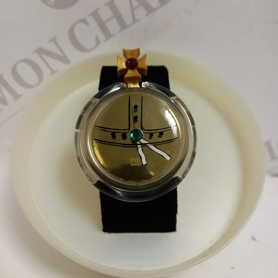 VIVIENNE WESTWOOD STYLE POP SWATCH ORB LEATHER STRAP WATCH