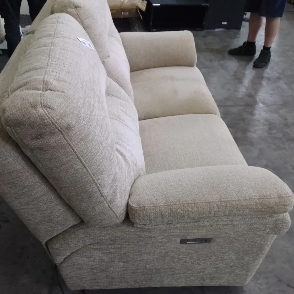 QUALITY DESIGNER G-PLAN SEATTLE 2.5 SEATER ELECTRIC RECLINER DBL SOFA - BOUCLE JUTE FABRIC
