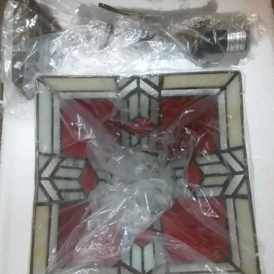 SCHWEIZER 39CM STAIN GLASS TABLE LAMP 