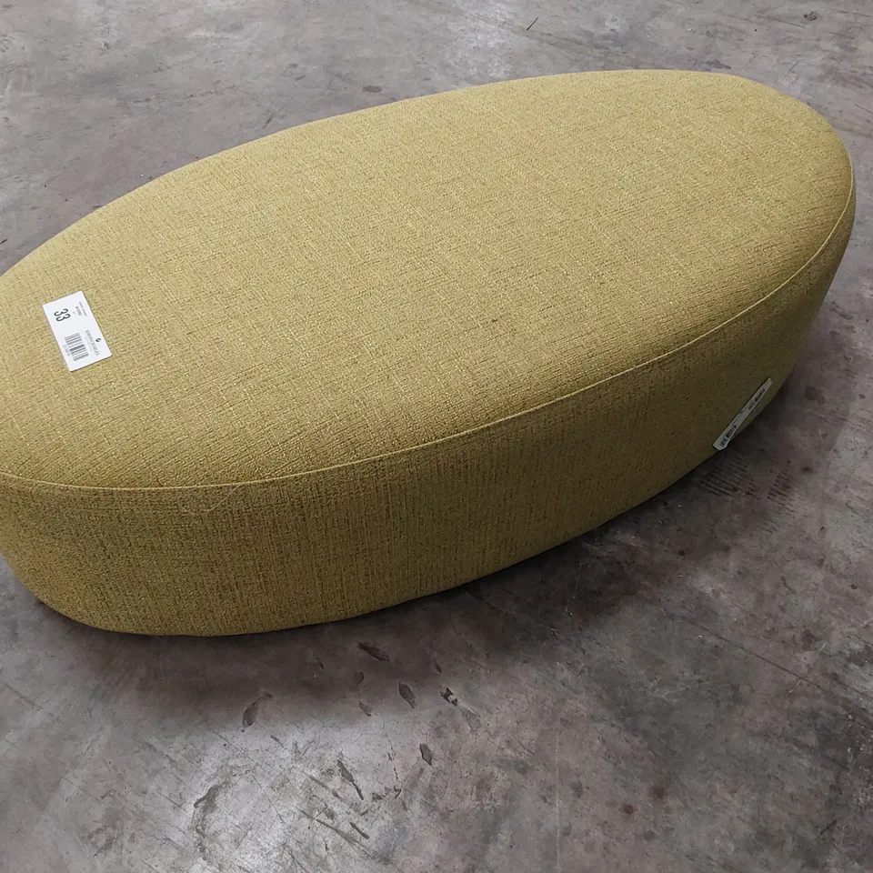 QUALITY BRITISH MADE LOUNGE Co OVAL FOOTSTOOL MUSTARD FABRIC 
