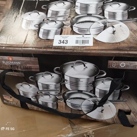BOXED BLAUMANN 12 PIECE STAINLESS STEEL NON STICKPAN SET BL-1410