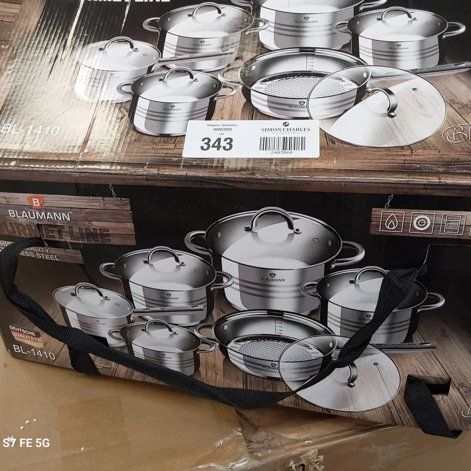 BOXED BLAUMANN 12 PIECE STAINLESS STEEL NON STICKPAN SET BL-1410
