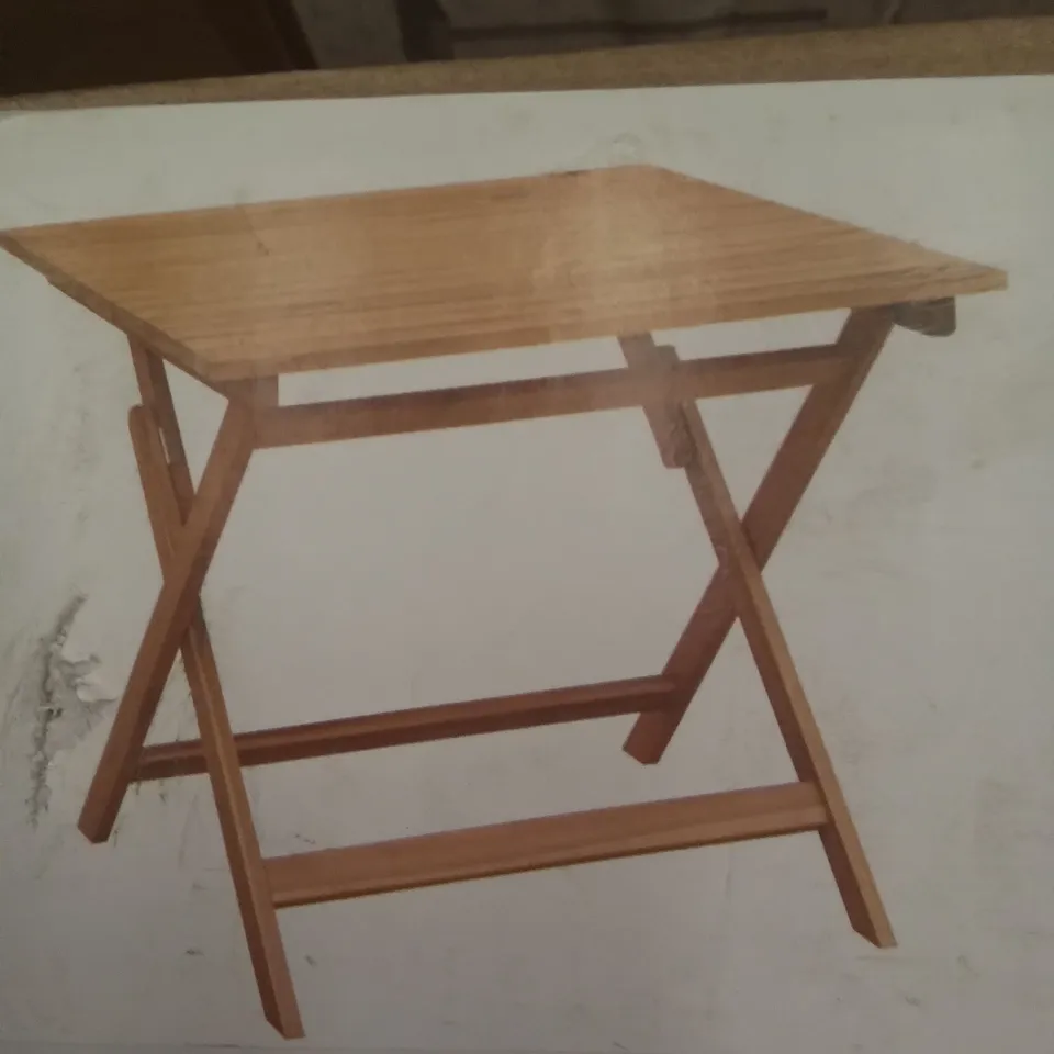 BOXED DENIA 90CM FOLDING WOODEN TABLE