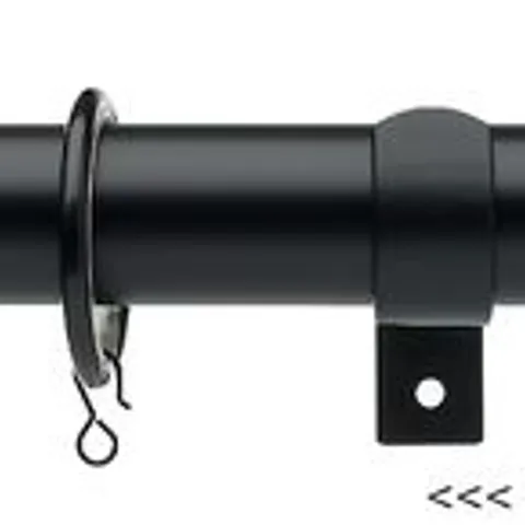 BRAND NEW BOXED SET OF 2 CURTAIN POLES, 16/19mm 120-200cm / BARREL FINIAL BLACK - UN1619120STUD BL (1 BOX)