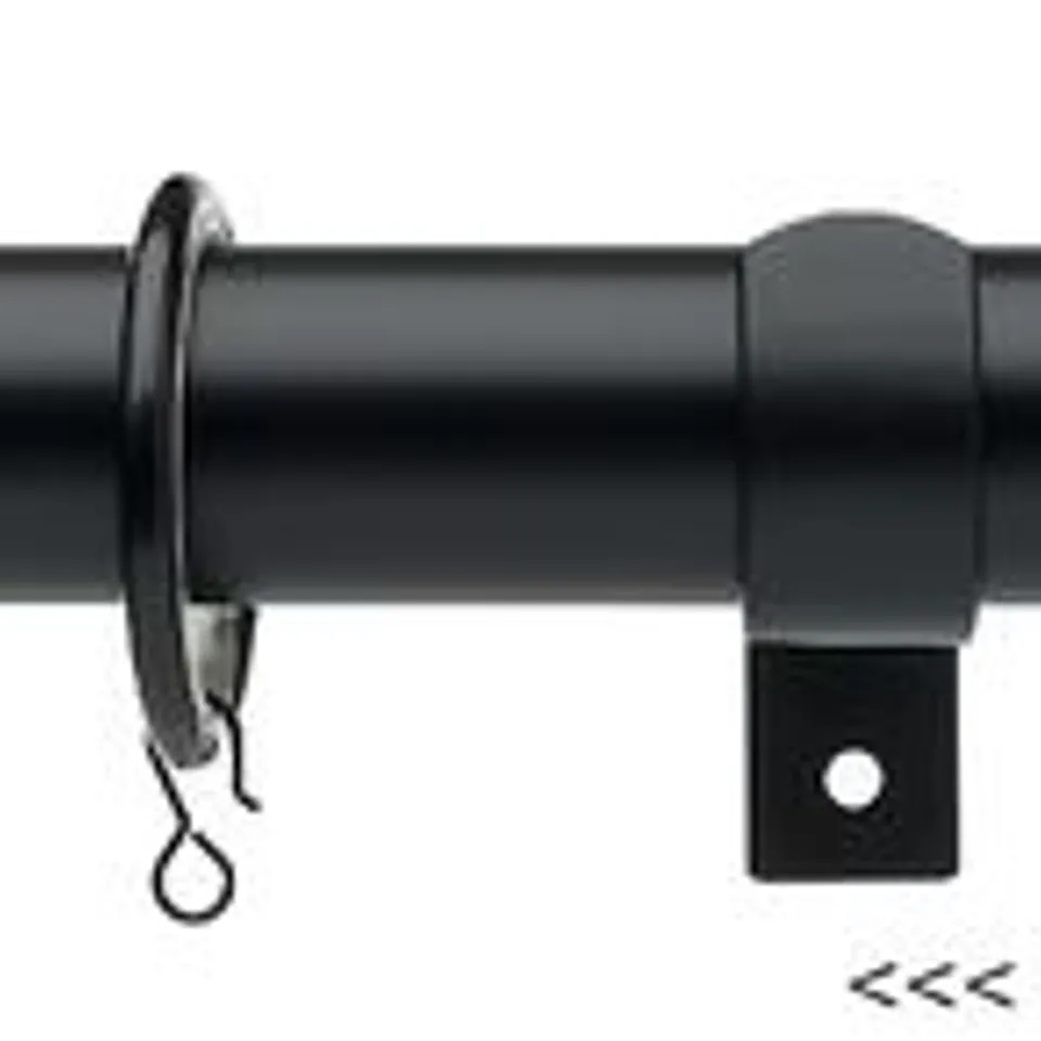 BRAND NEW BOXED SET OF 2 CURTAIN POLES, 16/19mm 120-200cm / BARREL FINIAL BLACK - UN1619120STUD BL (1 BOX)