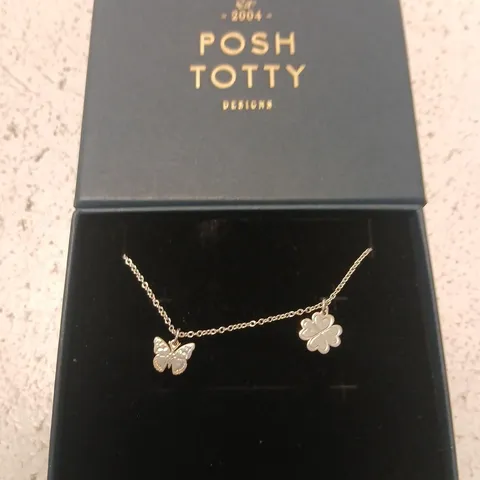 POSH TOTTY DESIGNS DINKY CHARM BRACELET WITH 2 CHARMS STERLING SILVER