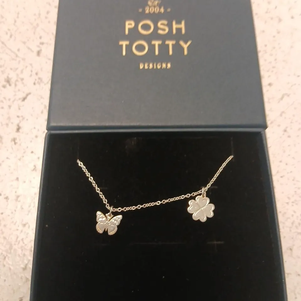 POSH TOTTY DESIGNS DINKY CHARM BRACELET WITH 2 CHARMS STERLING SILVER