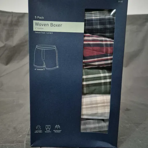 HOLLISTER WOVEN BOXER SHORTS – 5 PACK, MEN’S M, 4" INSEAM