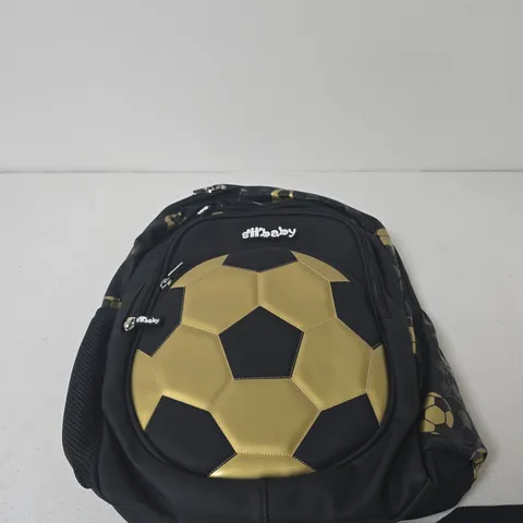 KIDS' BACKPACK WITH BLACK & GOLD SOCCER BALL PATTERN 
