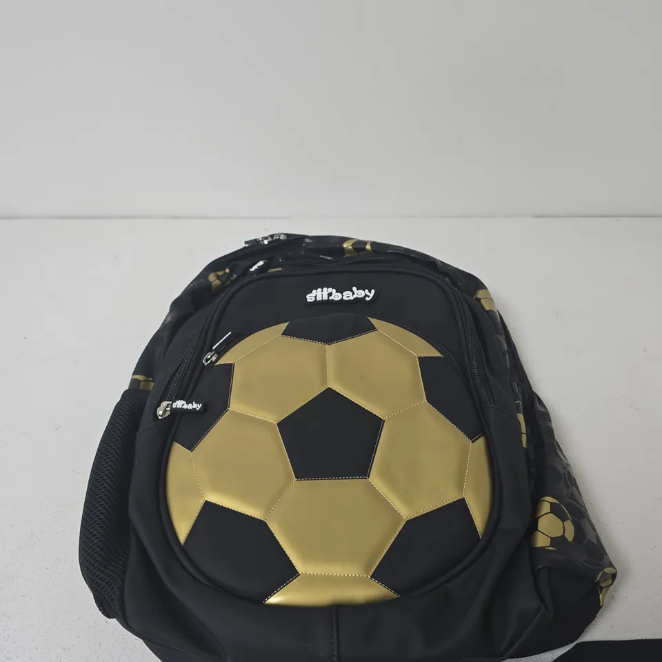 KIDS' BACKPACK WITH BLACK & GOLD SOCCER BALL PATTERN 