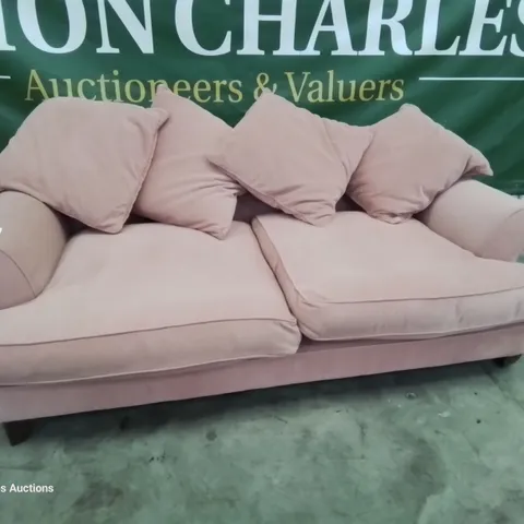 QUALITY BRITISH DESIGNER LOUNGE Co. BRIONY THREE SEATER SOFA WITH SCATTER CUSHIONS PLUSH PINK FABRIC