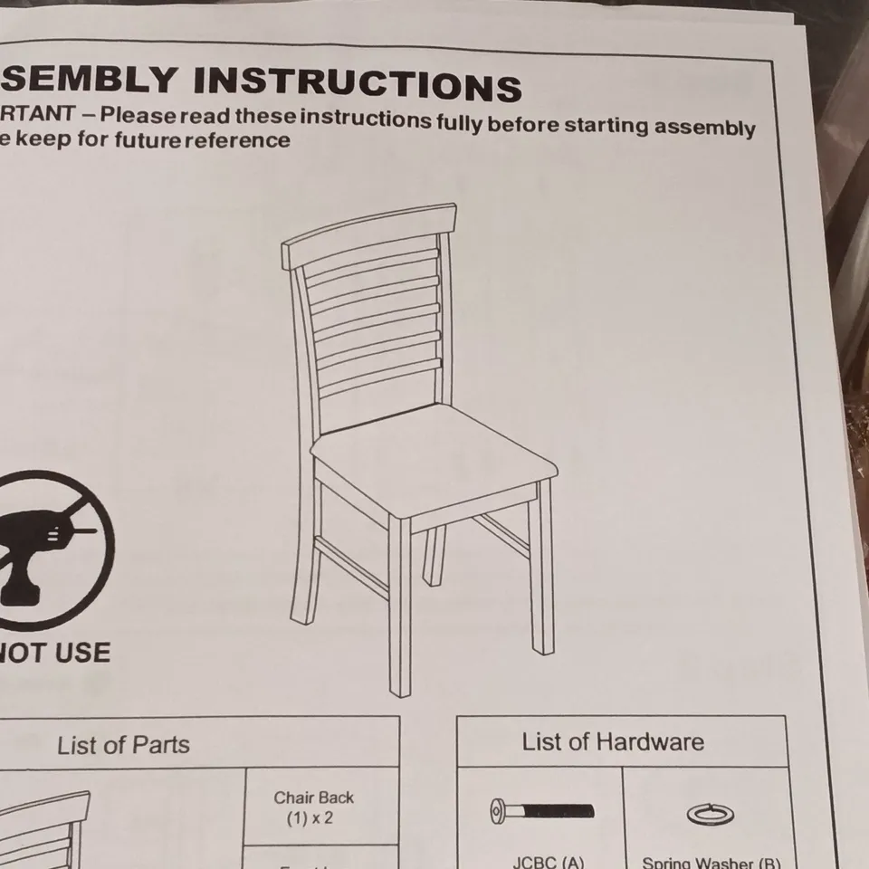 BOXED HANOVER DINING CHAIRS (SET OF 2) - BLACK/LIGHT OAK (1 BOX)