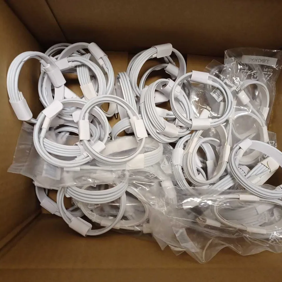 BOX OF APPROX 30 ASSORTED APPLE MOBILE PHONE CHARGERS