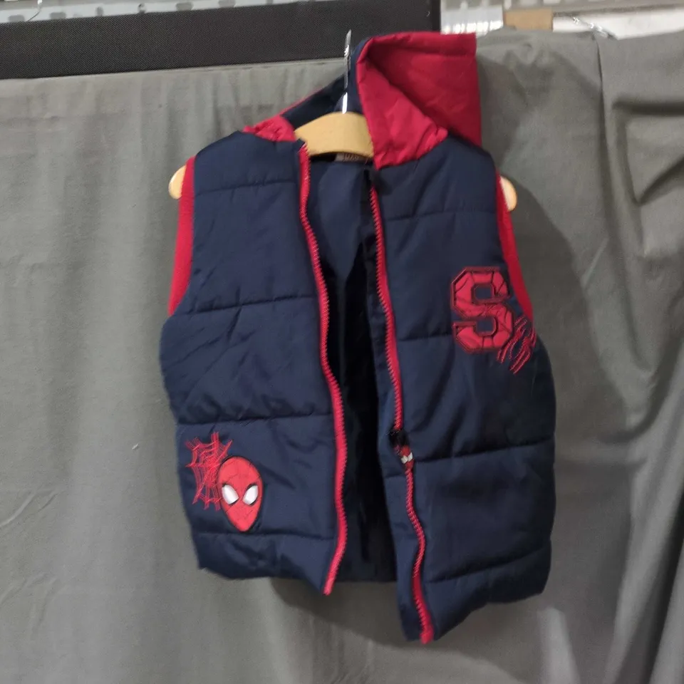 SPIDER-MAN KIDS HOODED GILLET  – NAVY BLUE WITH RED TRIM - SIZE 4-5YRS