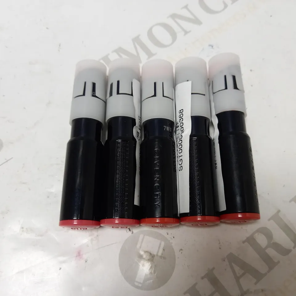 LOT OF 5 ASSORTED GIVENCHY LIPSTICKS - 3 X 08 ORANGE MAGNETIQUE & 2 X 09 CORAL REDOUTABLE