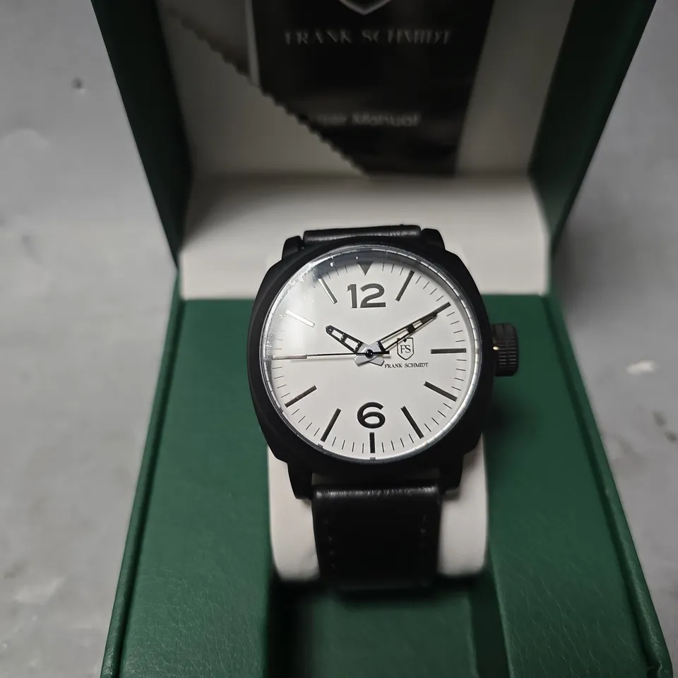 BOXED FRANK SCHMIDT CLASSIC WHITE DIAL WATCH 