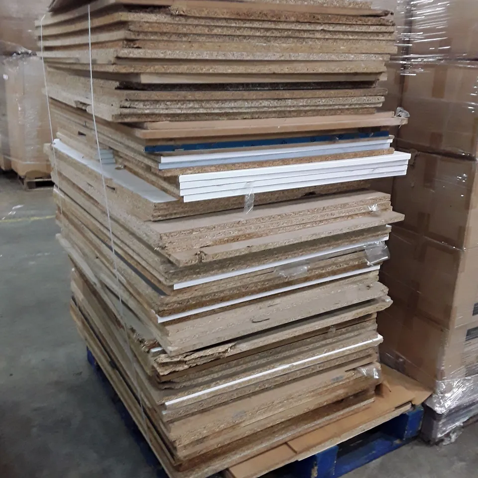 PALLET OF APPROXIMATELY 77 PARTICLE BOARDS