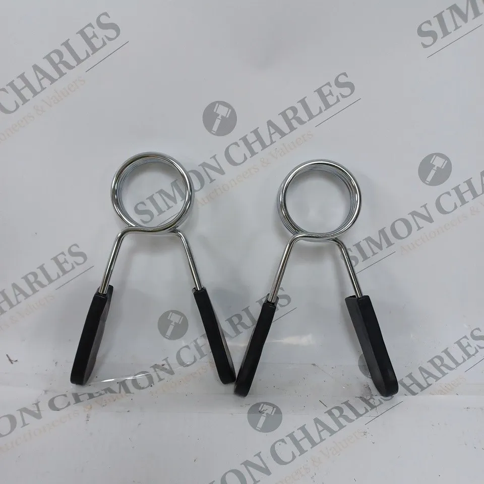 BOX OF APPROX 26 BARBELL WEIGHT HOLDERS & GRIP TRAINERS